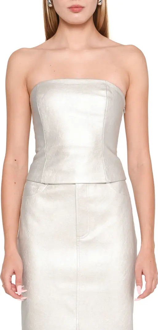 x Jourdan Sloane Rosie Strapless Metallic Faux Leather Corset Top | Nordstrom
