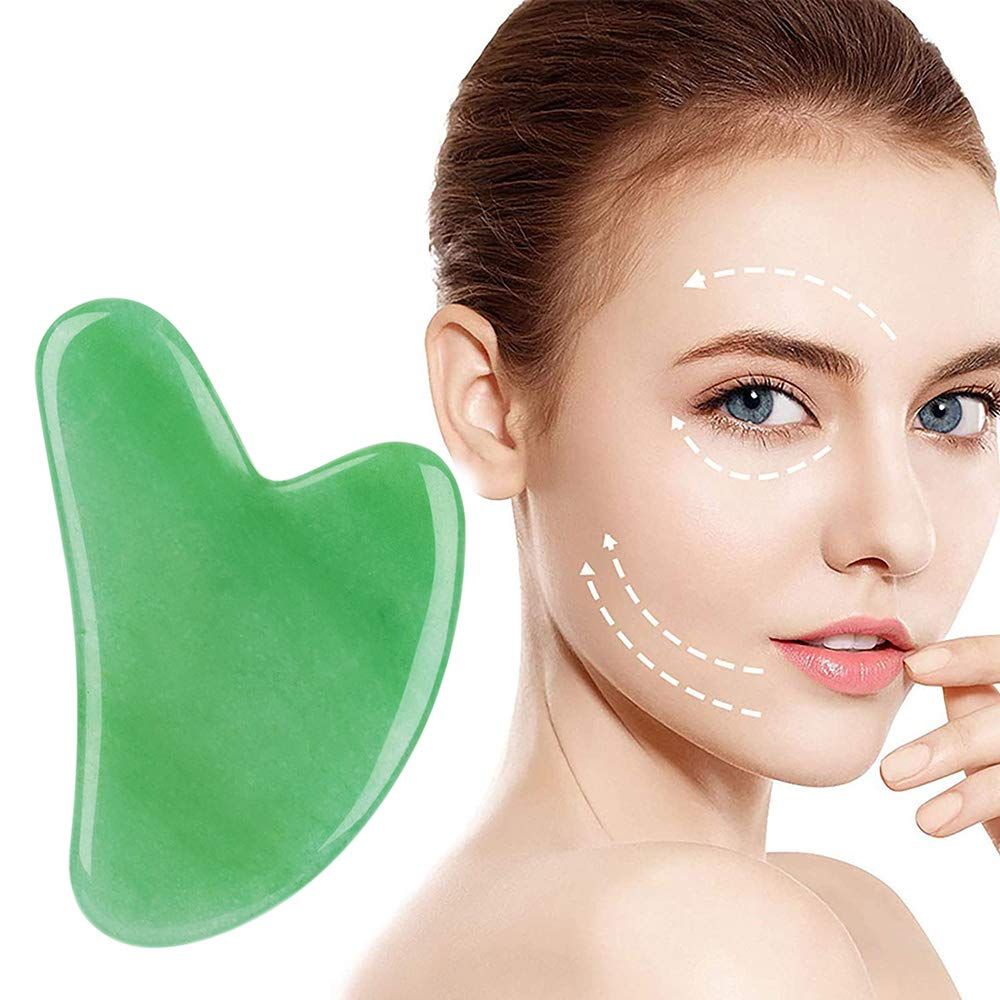 Green Gua Sha Scraping Face Massage Tool – Rose Quartz Facial Massage Tool -Traditional Scraper... | Amazon (US)