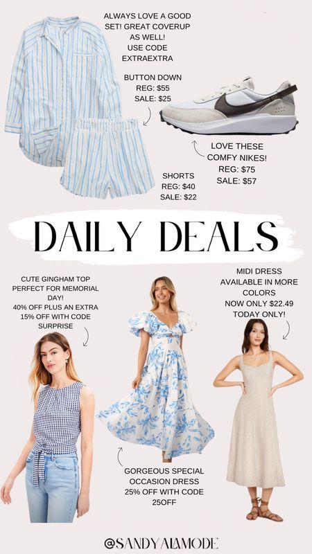 Daily deals // summer outfits // aerie pool to party set // swim coverup // Nike waffle debut // loft top // gingham top // Memorial Day outfit // wedding guest dress // floral dress // special occasion dress // petal and pup // linen dress // midi dress 

#LTKStyleTip #LTKSaleAlert #LTKSeasonal