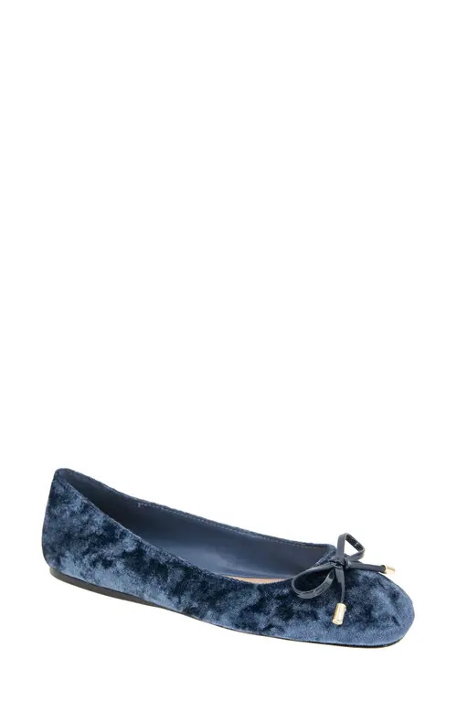 bcbg Hartly Cap Toe Ballet Flat in Naval Blue Velvet at Nordstrom, Size 6.5 | Nordstrom