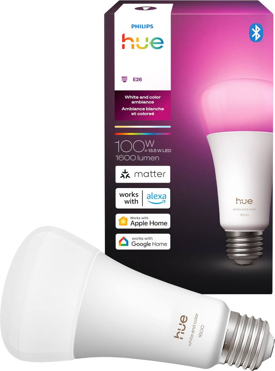 Philips - Hue A21 Bluetooth 100W Smart LED Bulb - White and Color Ambiance | Best Buy U.S.