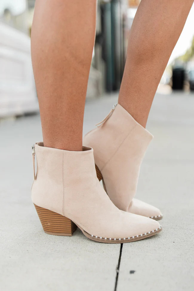 Collins Toast Suede Studded Booties FINAL SALE | Pink Lily