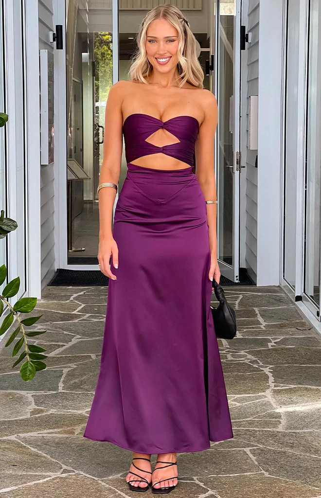 Coco Purple Strapless Maxi Dress | Beginning Boutique (US)