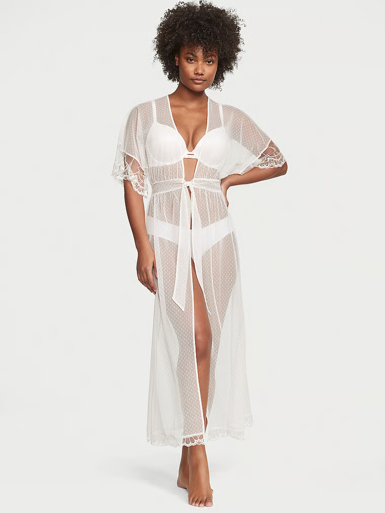 Dotted Mesh Long Robe | Victoria's Secret (US / CA )