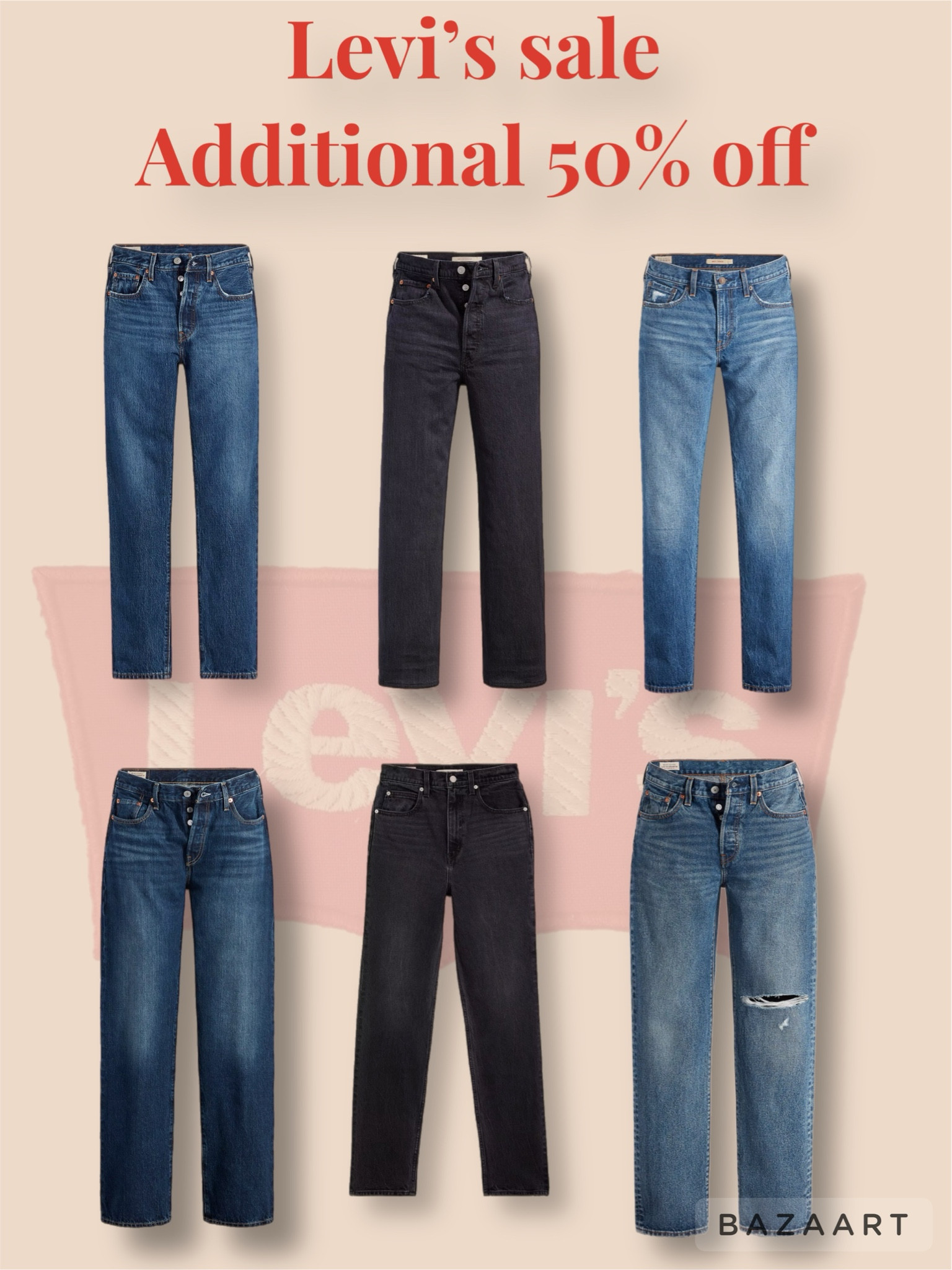 Levi jeans sale. Up to 50% off 
Winter fit essentials 
