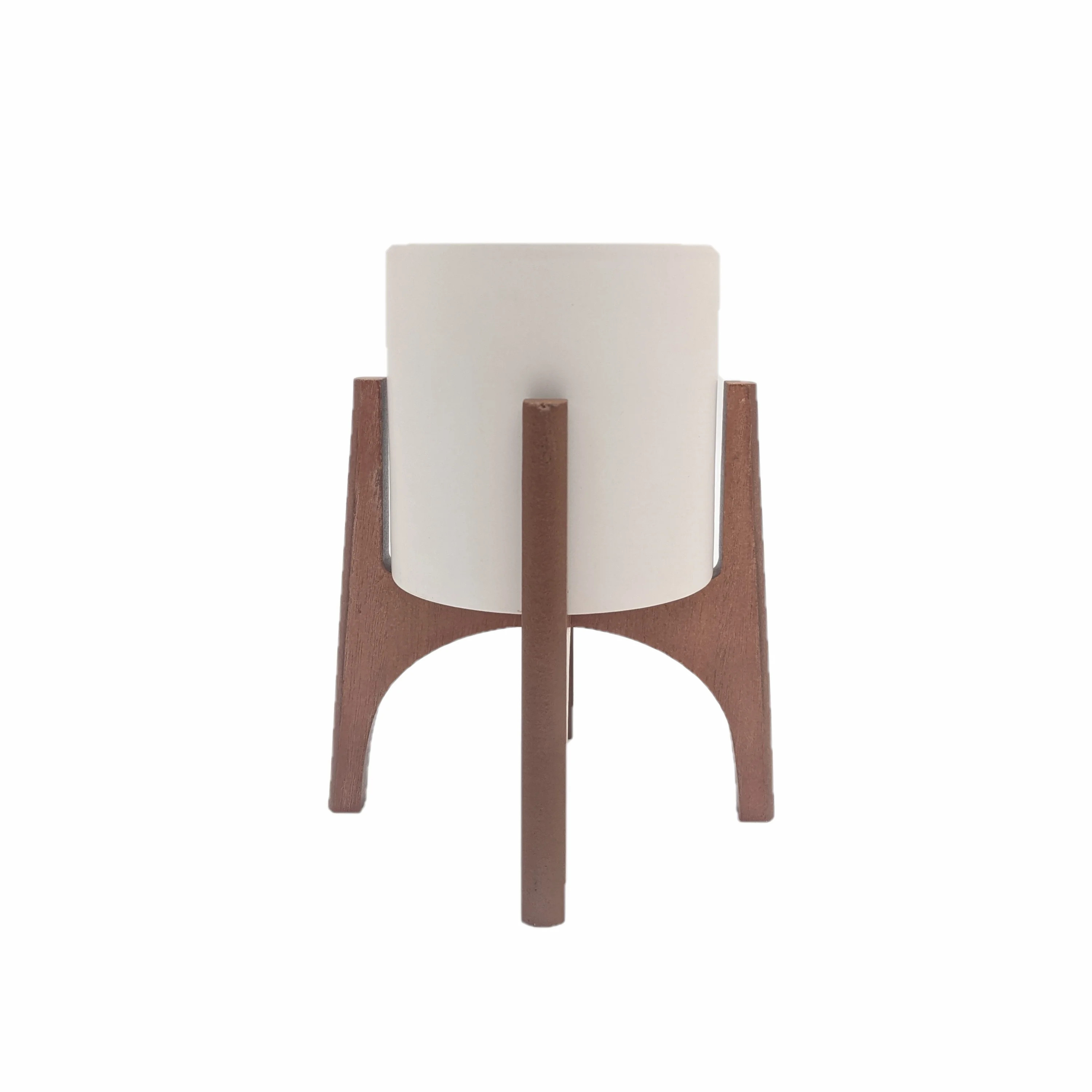 Mainstays 7.25"Tall White Ceramic Pot with Wood Stand | Walmart (US)