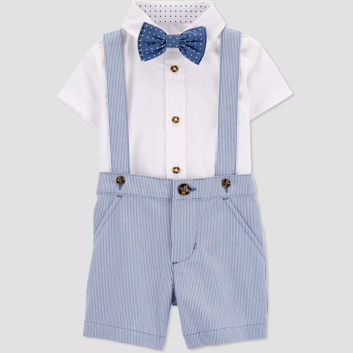Carter's Just One You® Baby Boys' Striped Suspender Top & Shorts Set with Bow Tie - Blue/White N... | Target