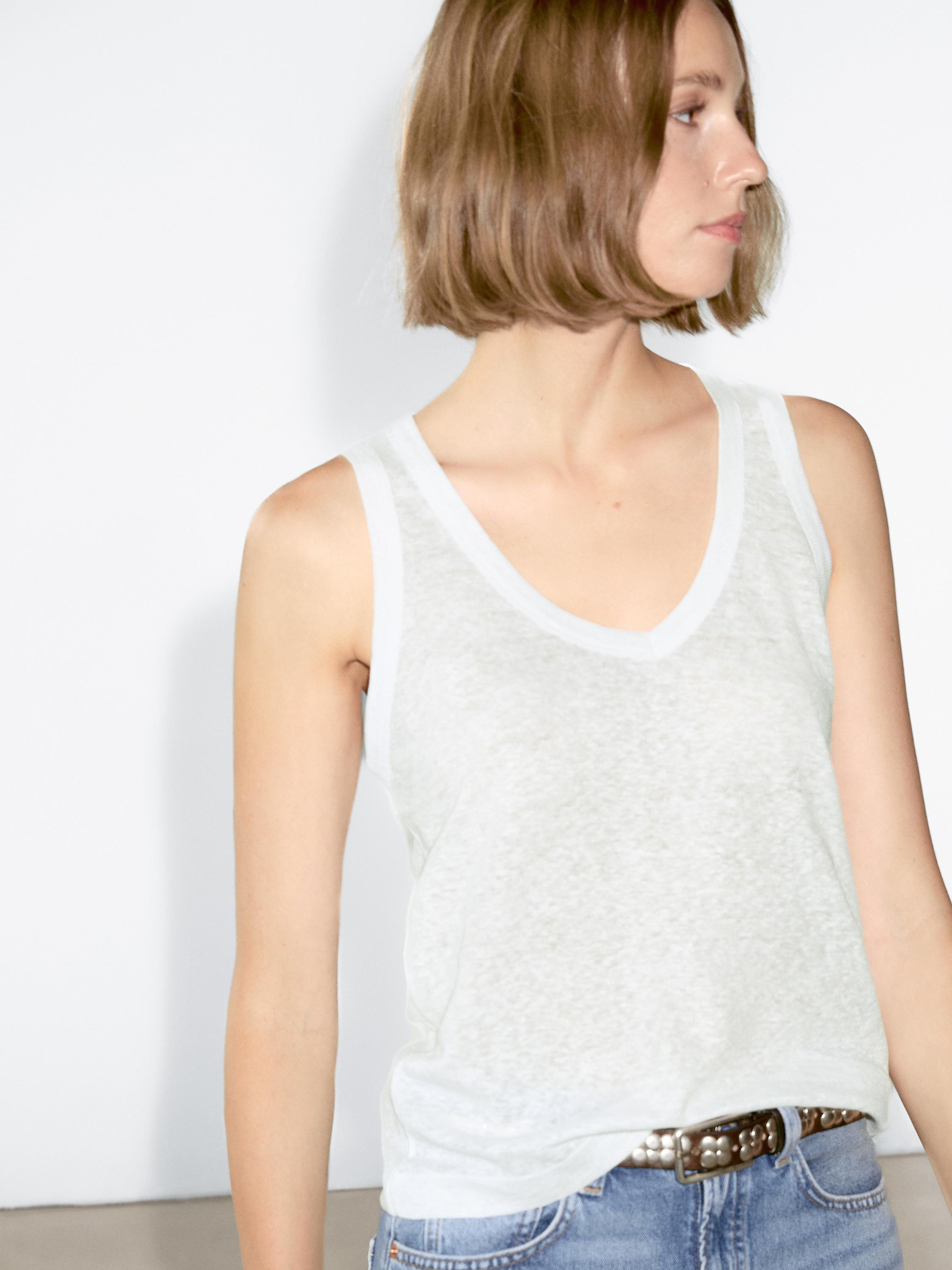 100% linen strappy top | Massimo Dutti UK