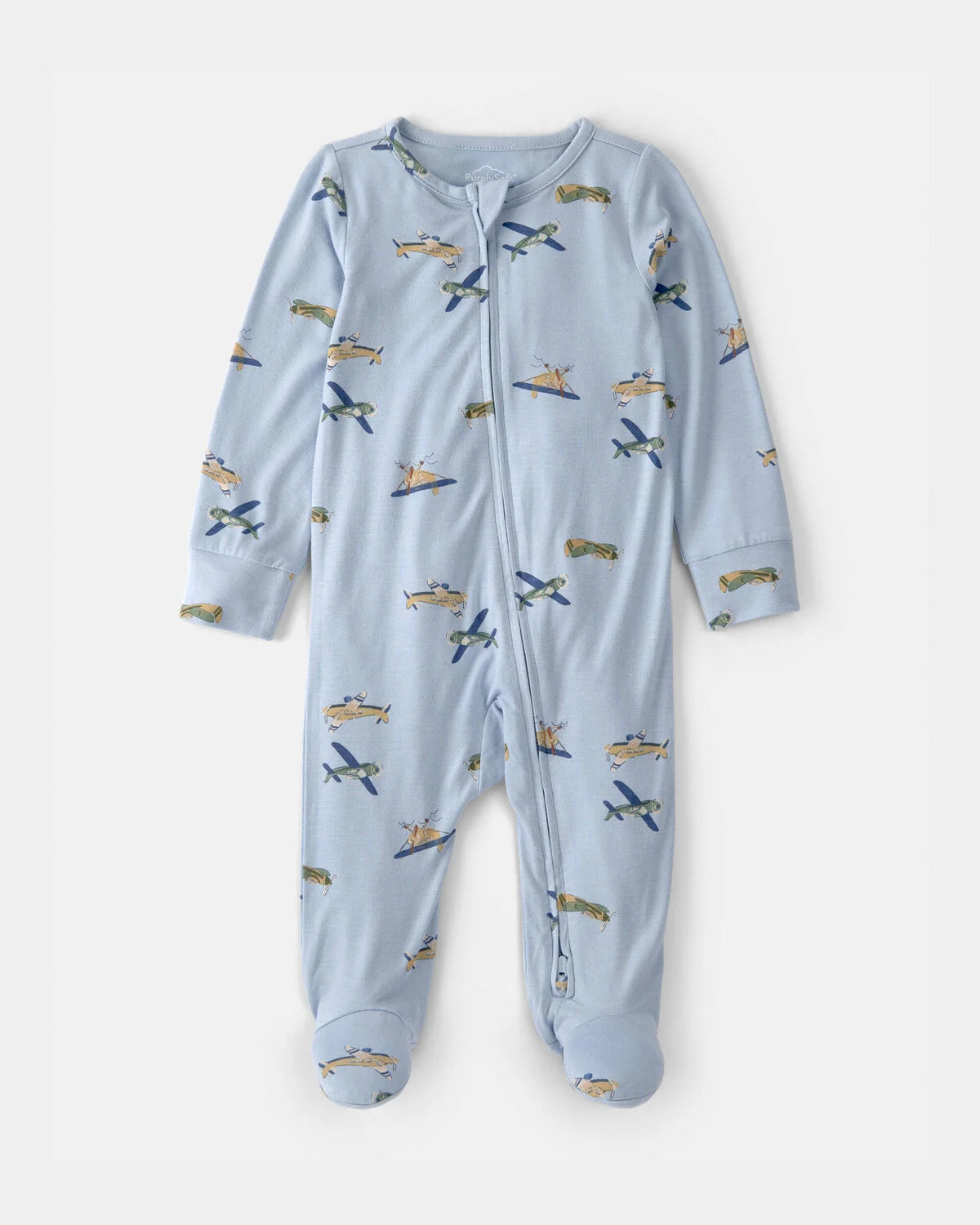 Baby Boy Plane 2-Way Zip PurelySoft Footie Sleep & Play Pajama - Blue | Carter's Inc