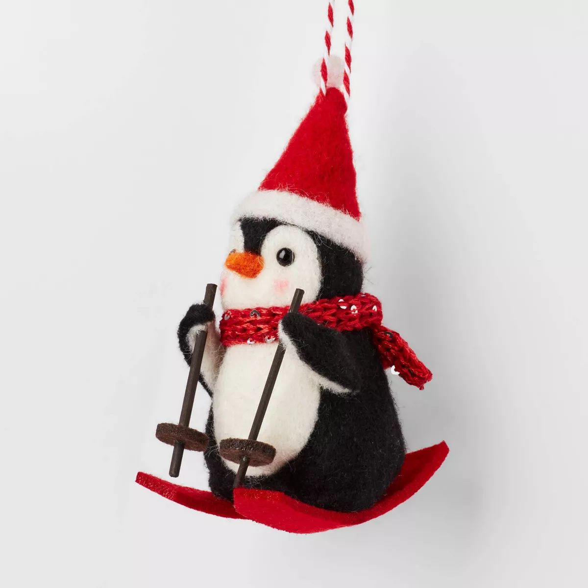 Boiled Wool Penguin with Skis Christmas Tree Ornament Black/White - Wondershop™ | Target