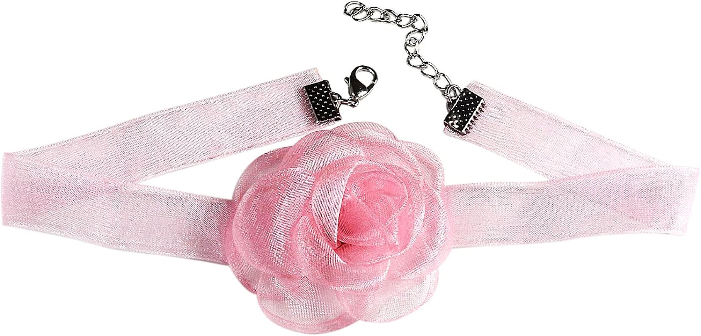 Pingyongchang Bohemian Lace Flower Collar Choker Necklace Soft White Flower Tie Cravat Necklace W... | Amazon (US)
