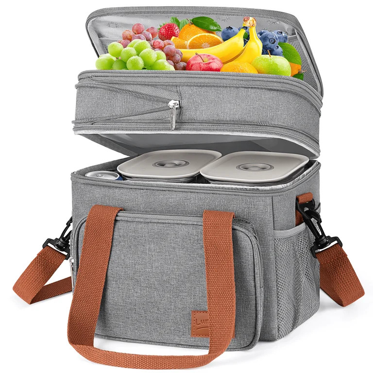 Insulated Lunch Bag, 17L Expandable Double Deck Lunch Tote Bag for Women/Men, Leakproof Freezable... | Walmart (US)