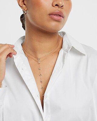 2 Row Crystal Baguette Y Necklace | Express