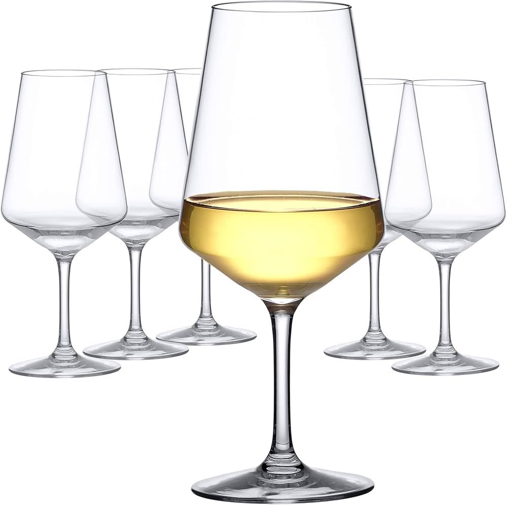 Amazing Abby - Sherry - 20-Ounce Unbreakable Tritan Wine Glasses (Set of 6), Plastic White Wine G... | Amazon (US)