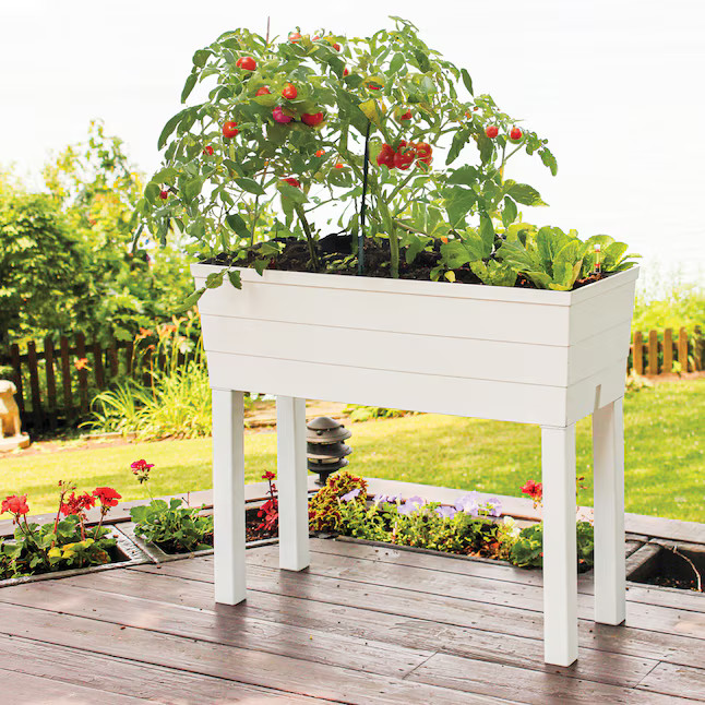 EMSCO GROUP 3-cu ft 13.25-in W x 33-in L x 28.75-in H Elevated White Resin Raised Garden Bed | Lowe's
