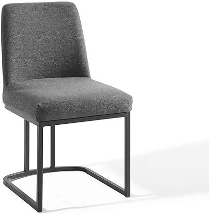Modway Amplify Sled Base Upholstered Fabric Dining Side Chair, Black Charcoal | Amazon (US)