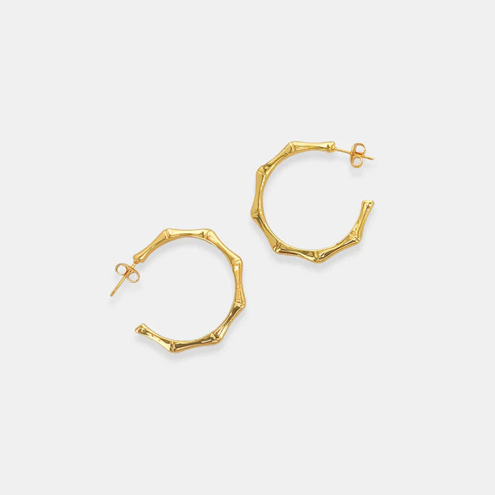 Gold Bamboo Hoops - Medium | Pink possum
