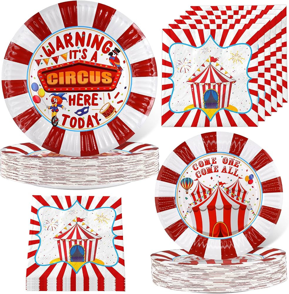 Circus Carnival Birthday Party Decorations Circus Party Napkins and Plates Carnival Birthday Part... | Amazon (US)