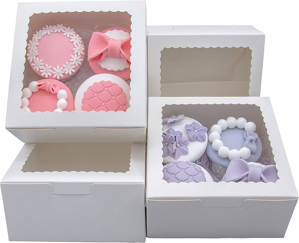 50pcs 6x6x3 Inch White Cupcake Boxes with Window - Ideal for Various Sweets and Desserts, Includi... | Amazon (US)