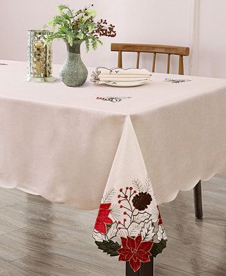 Elrene Poinsettia Cut-Work Fabric Tablecloth, 60 | Macys (US)