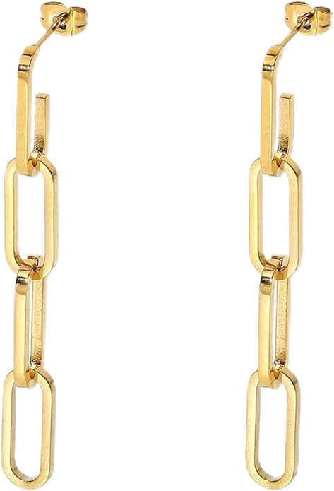 18K Gold Plated Drop Dangle Earrings for Women, Long Textured Statement Earrings, Fashion Accesso... | Amazon (US)