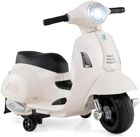 Licensed Vespa Scooter Kids Motorcycle by OLAKIDS, 6V Ride on Electric Motorcycle with Training W... | Amazon (US)