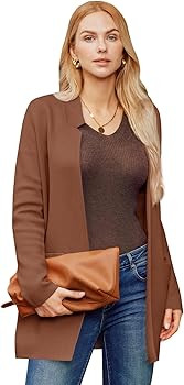 GRACE KARIN Women's Long Sleeve Open Front Knit Cardigan Notch Collar Fall Sweater Blazer Jackets... | Amazon (US)