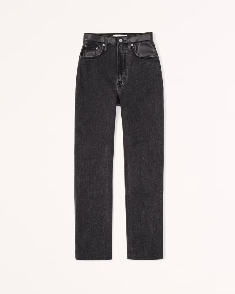 Women's Mixed Fabric Ultra High Rise Ankle Straight Jean | Women's Bottoms | Abercrombie.com | Abercrombie & Fitch (US)