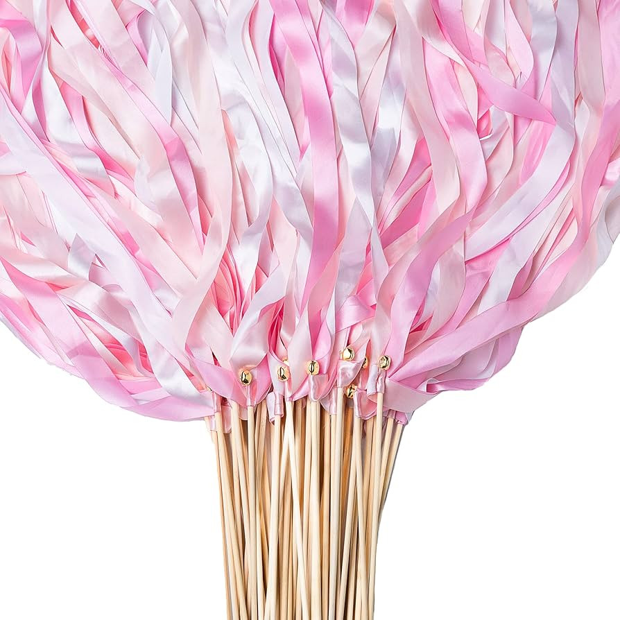 60 Pieces Wedding Colorful Ribbon with Bells, Party Ribbons Streamers Sticks Magic Wish Fairy Wan... | Amazon (US)