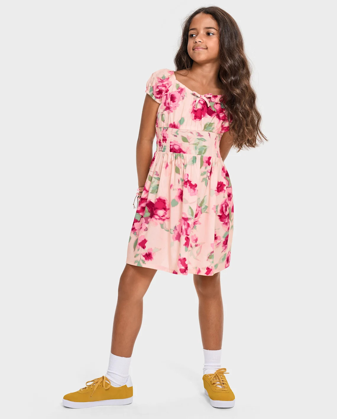 Girls Floral Smocked Dress - pink | The Children's Place