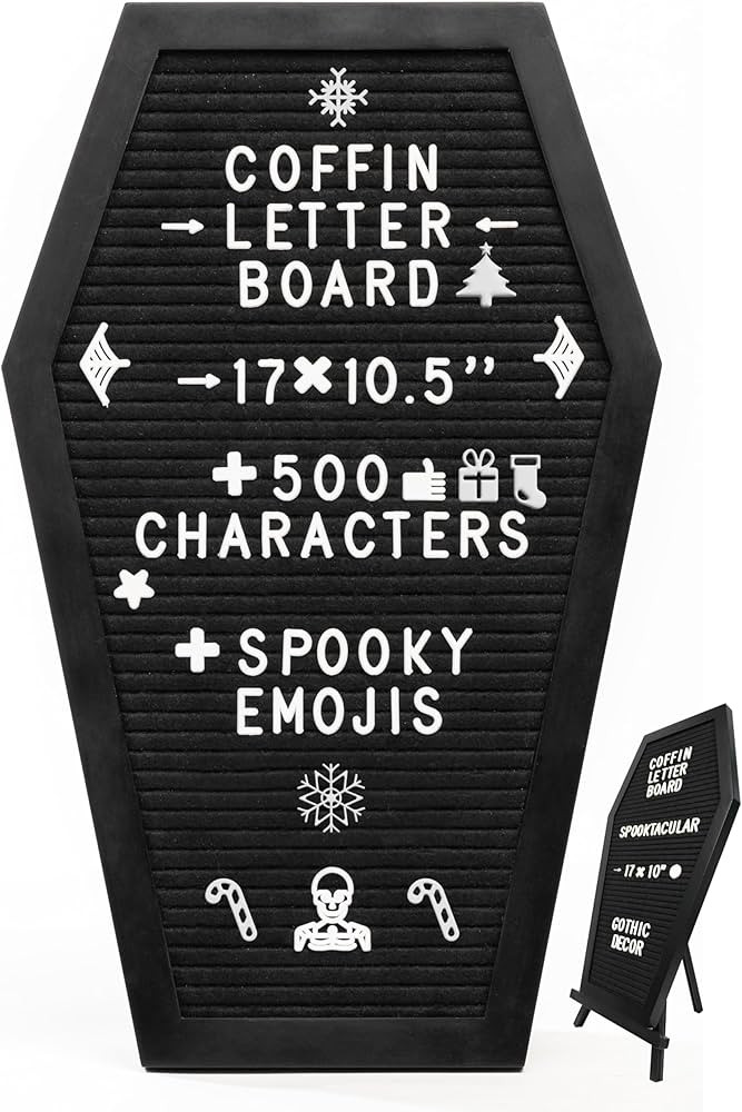 Coffin Letter Board Black With Spooky Emojis and Other Seasons Emojis +500 Characters, and Wooden... | Amazon (US)