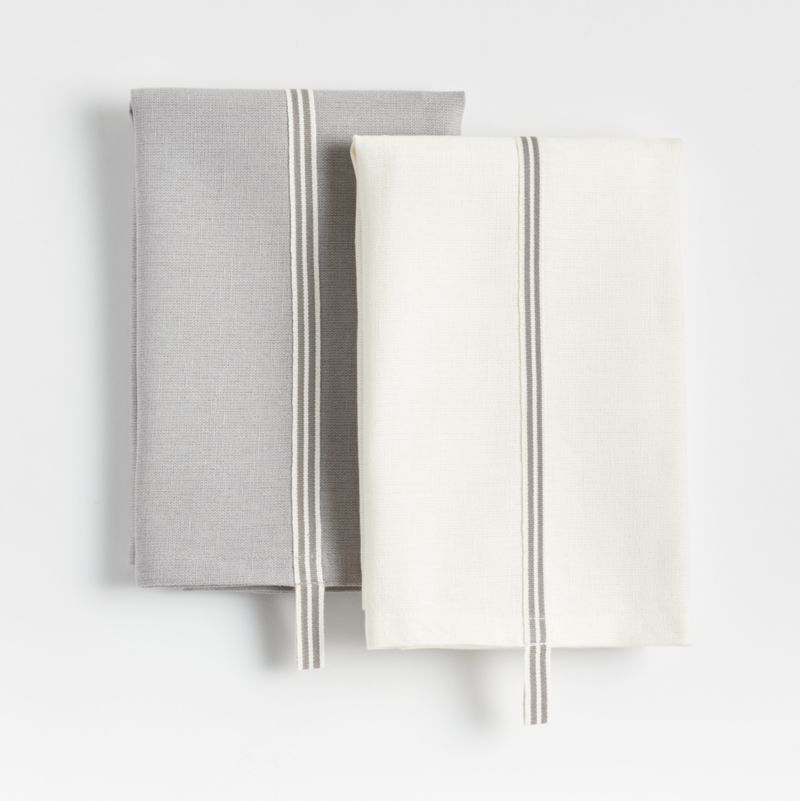 Oslo Grey & White Cotton Dish Towels, Set of 2 + Reviews | Crate & Barrel | Crate & Barrel