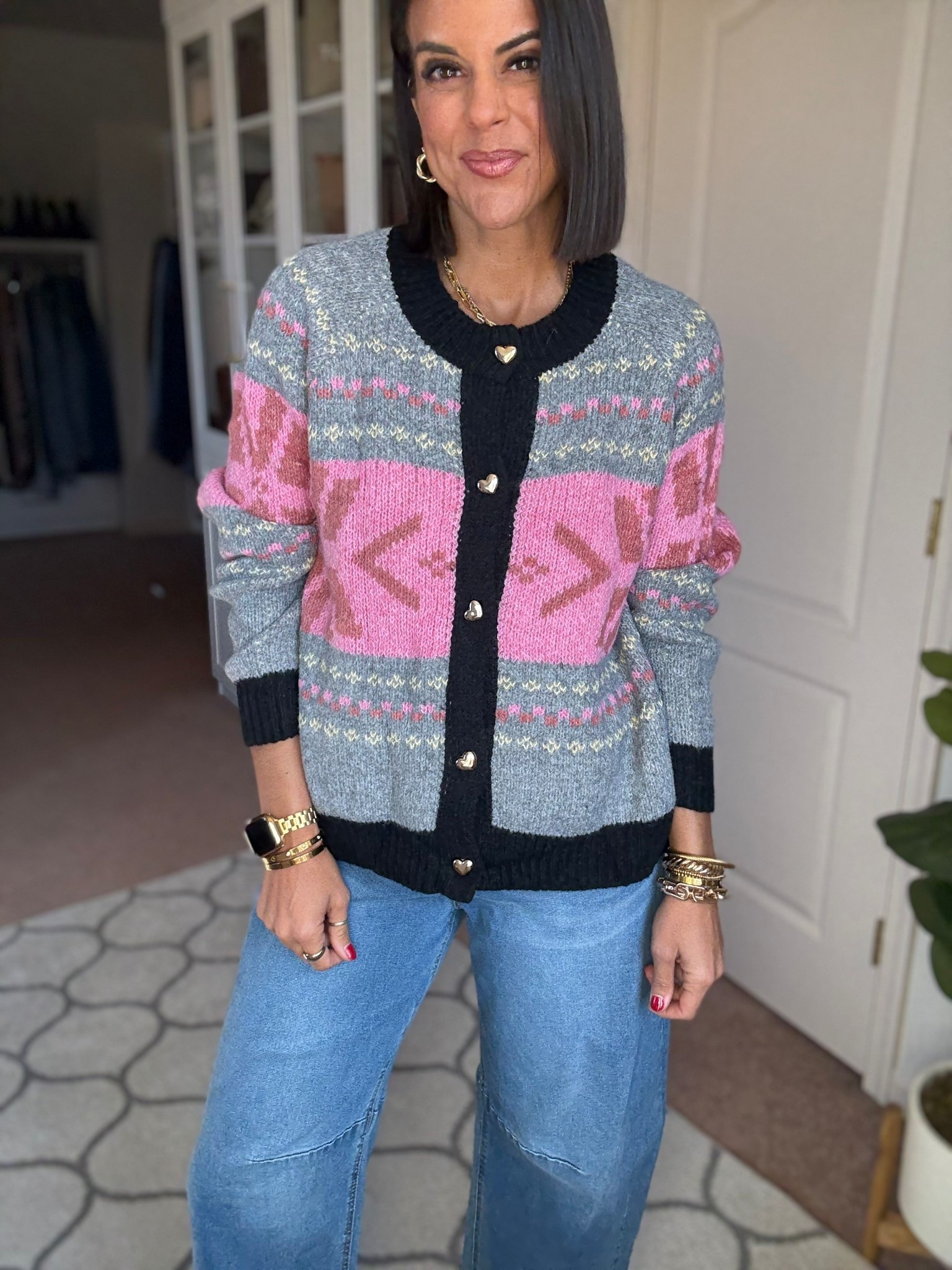 Size small in cardigan size 2 in jeans 

#LTKFindsUnder100 #LTKSeasonal