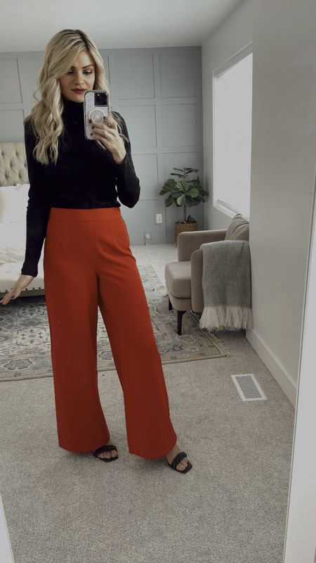 Super cute holiday outfit try on video (dont mind my toddler making noise in the background 😆) Wearing these red wide leg pants by Halogen from Nordstrom, paired with a simple black turtleneck on sale! Dolce Vita Paily heels. 

#LTKunder100 #LTKshoecrush #LTKHoliday