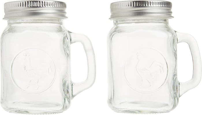 Circleware Mason Jar Rooster Mug Salt and Pepper Shakers, 5 oz, Clear | Amazon (US)
