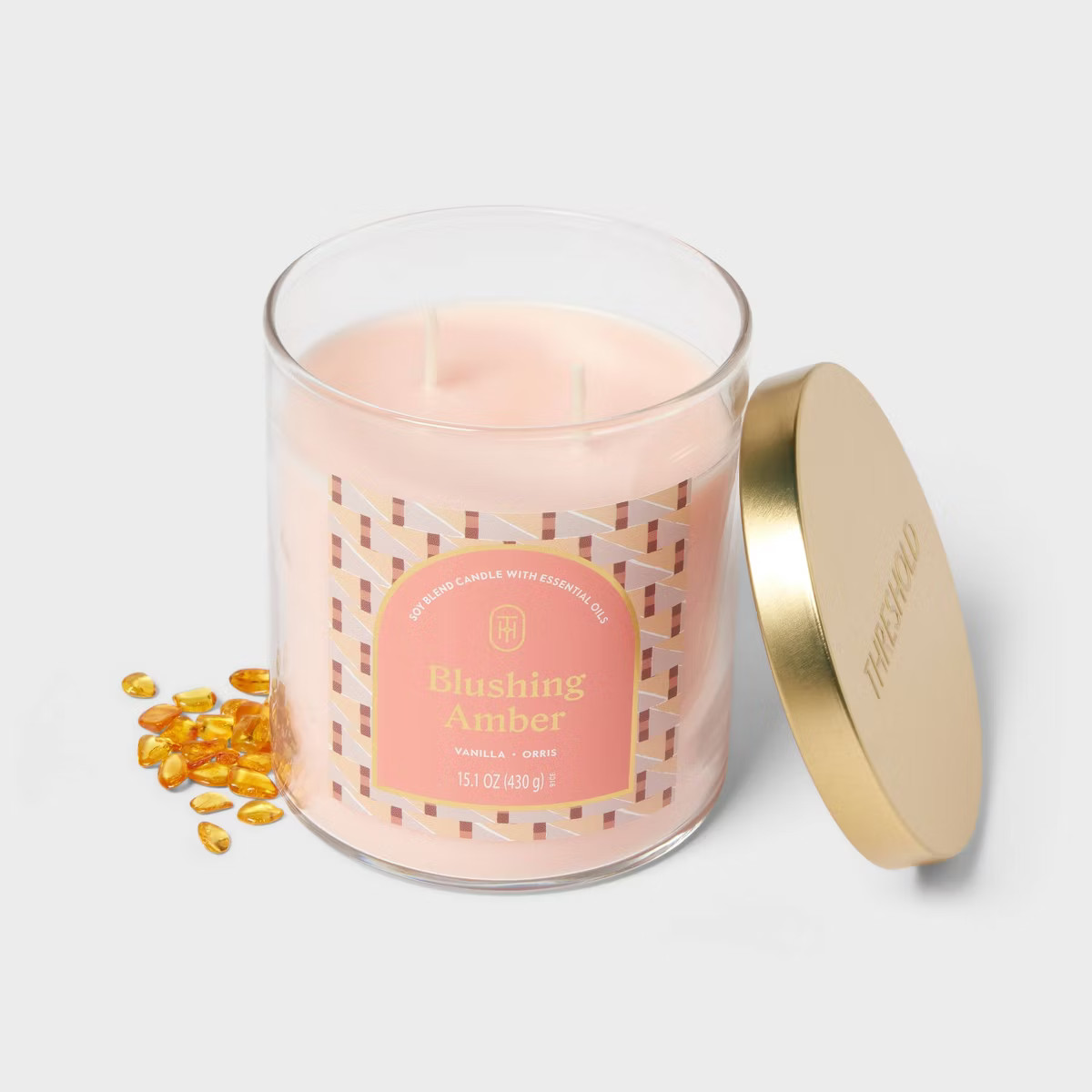 2-Wick Glass Jar Candle with Lid Blushing Amber 15.1oz - Threshold™ | Target