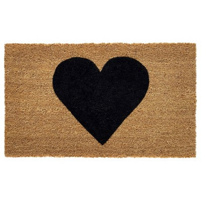 HomeRoots 30" X 48" Brown And Black Heart Outdoor Coir Door Mat | Target