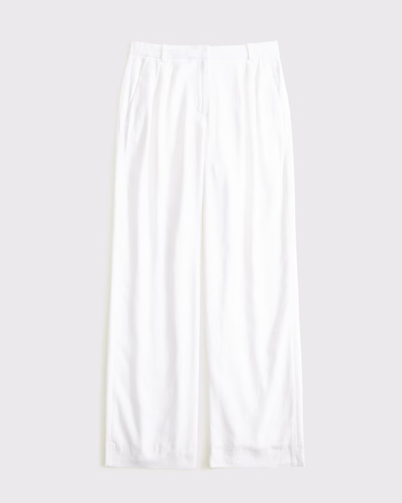 Women's Curve Love A&F Sloane Low Rise Tailored Linen-Blend Pant | Women's Bottoms | Abercrombie.... | Abercrombie & Fitch (US)