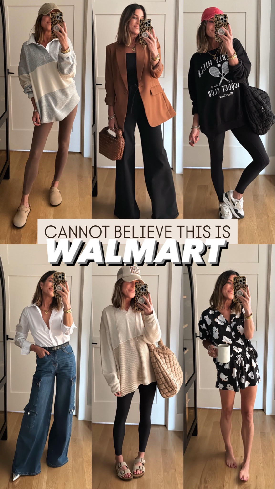 BEYOND IMPRESSED with these WALMART finds!😍 
Sizing = 
Grey striped sweater: medium (could have done small)
Blazer: xs
Jeans: 0
White top: xs 
Black sweatshirt: medium 
Tan sweatshirt: large 
Pajamas: xs 

#LTKWorkwear #LTKStyleTip #LTKFindsUnder50