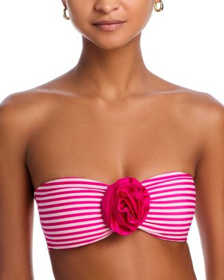 AQUA Rosette Striped Bandeau Bikini Top - Exclusive  | Bloomingdale's EDITORIAL Vacation Women | Bloomingdale's (US)