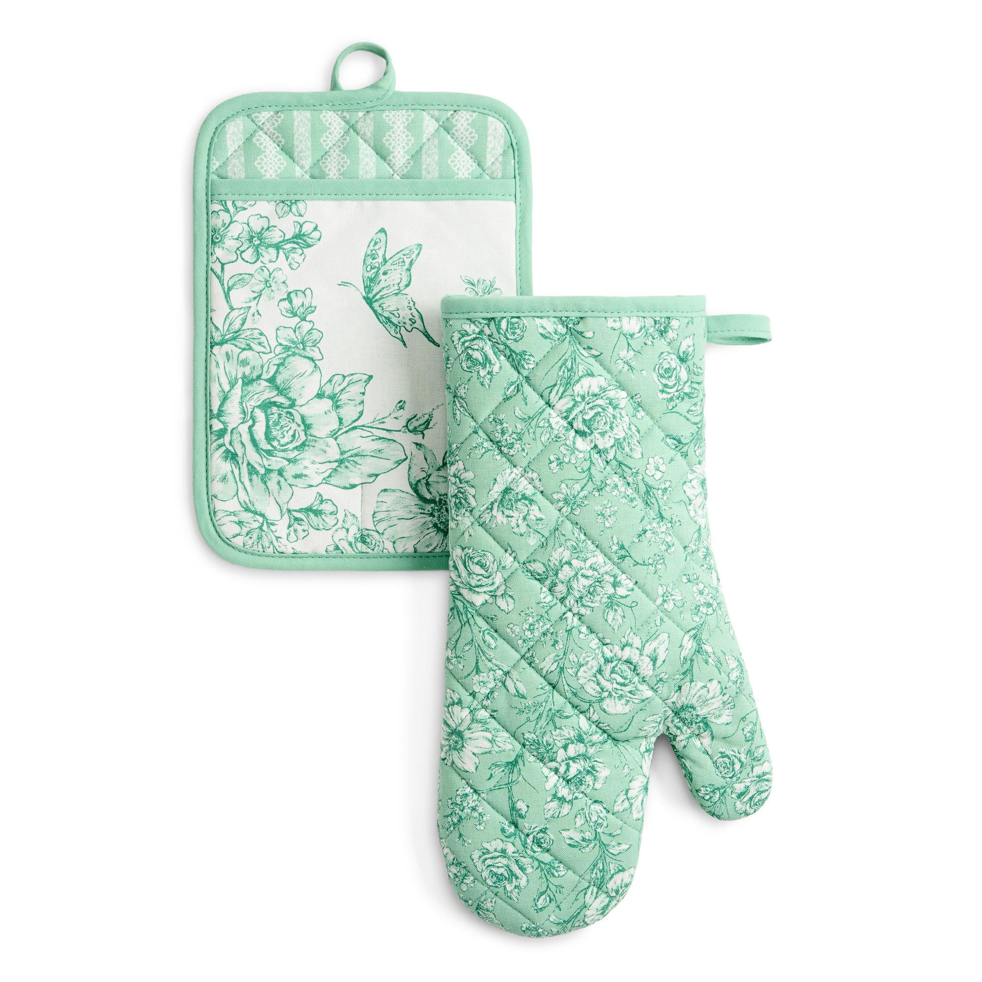 The Pioneer Woman Agatha 2-Piece Oven Mitt & Pot Holder Set, Green | Walmart (US)