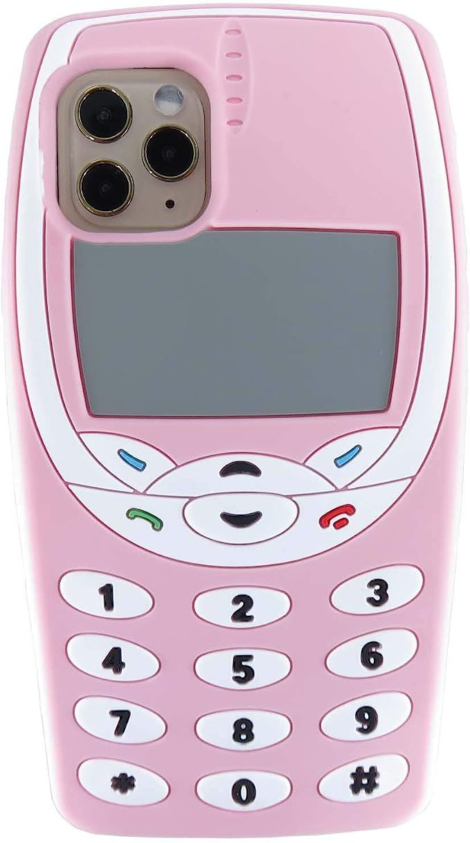 Kim Kylin iPhone 11 Pro Silicone Case,Cute 3D Cartoon Funny Kawaii Soft Silicone Pink Retro Nokia... | Amazon (US)