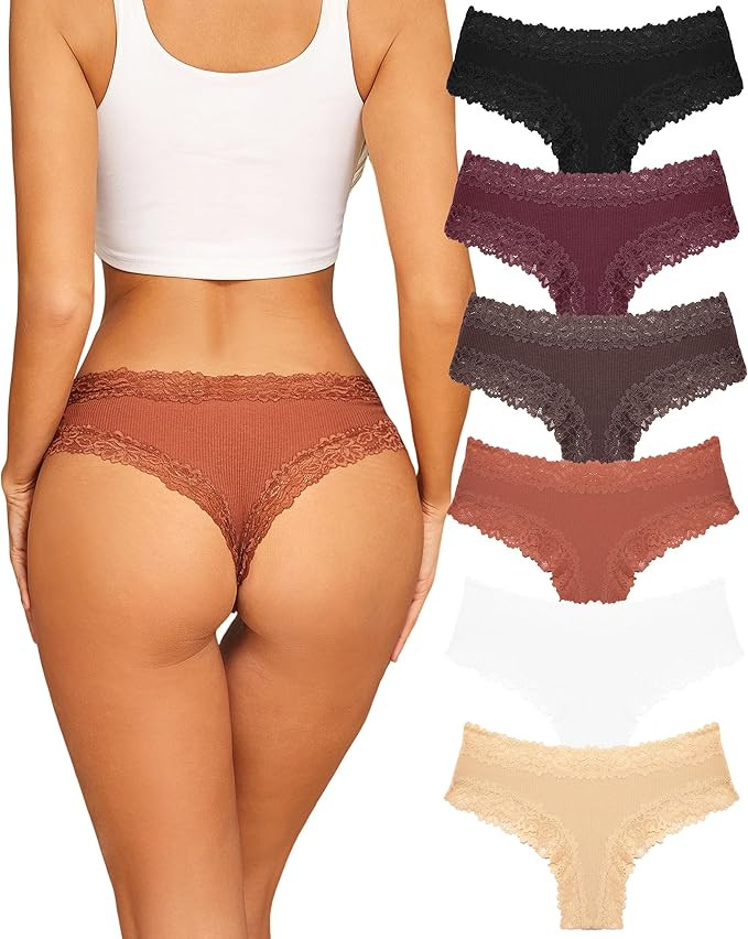 Sth Big Womens Cotton Underwear Sexy Lace Brazilian Panties Soft Breathable Cotton Bikini for Lad... | Amazon (US)