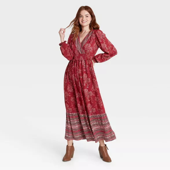 Women's Floral Print Bishop Long Sleeve Dress - Knox Rose™ | Target