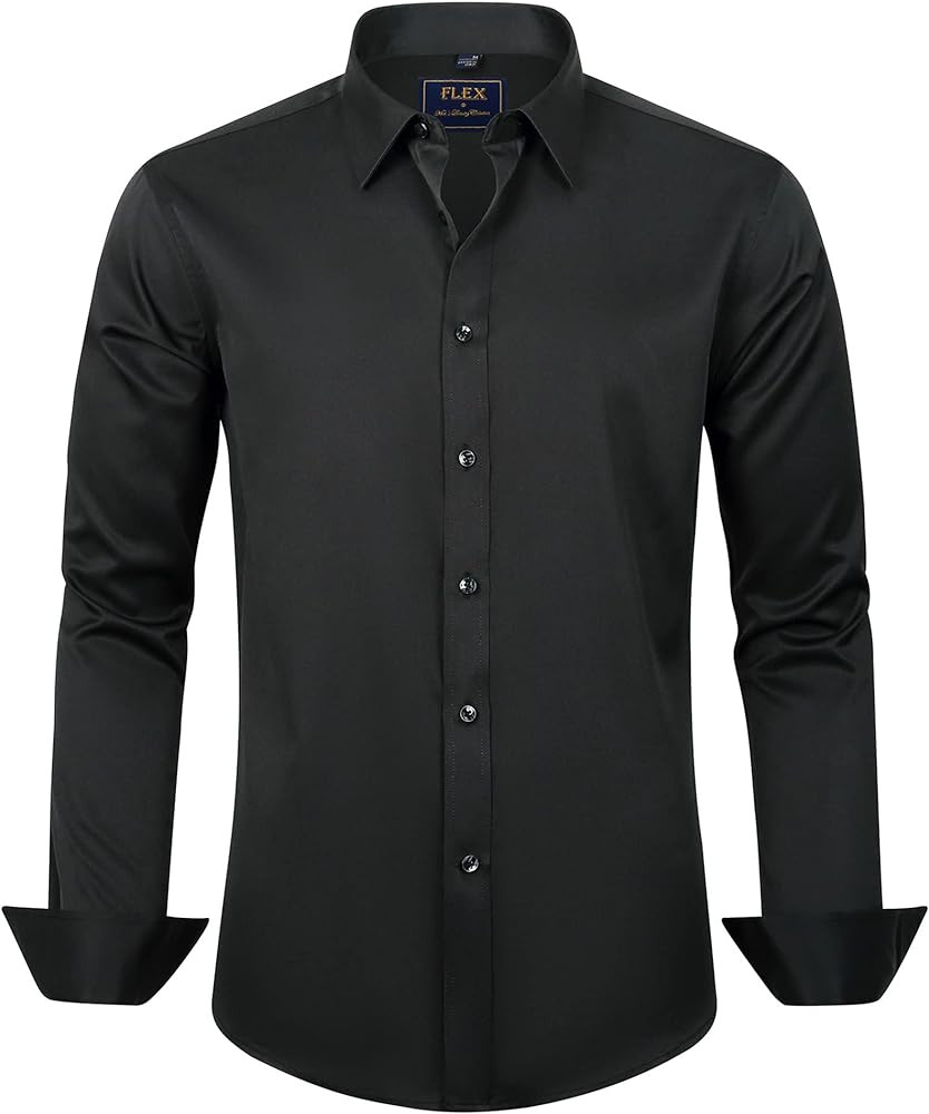 J.VER Men's Dress Shirts Solid Long Sleeve Stretch Wrinkle-Free Formal Shirt Business Casual Butt... | Amazon (US)