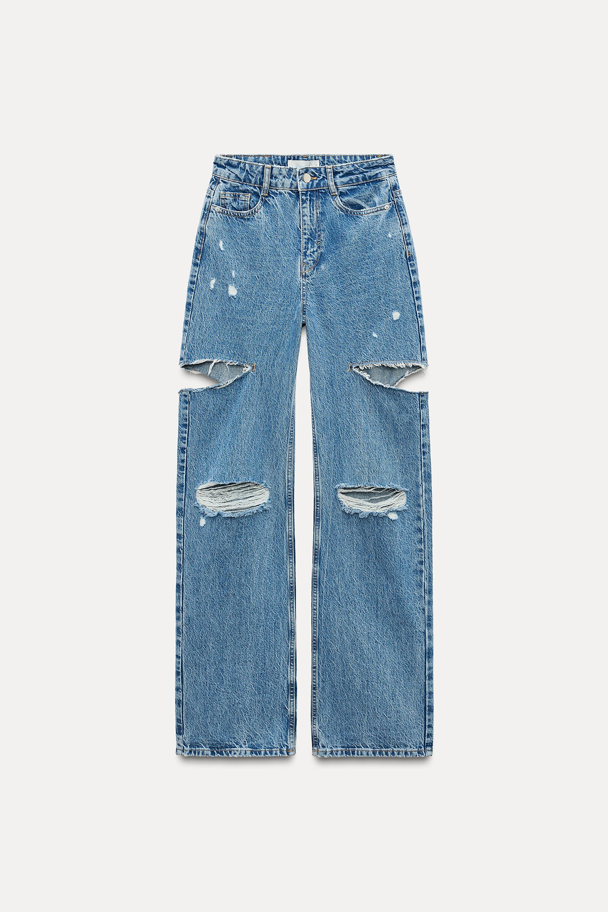 Z1975 HIGH-WAISTED STRAIGHT LEG RIPPED JEANS | Zara US