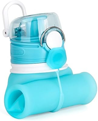 Valourgo Collapsible Water Bottle, Silicone Foldable with Leak Proof Valve BPA Free, Aqua Blue, 2... | Amazon (US)