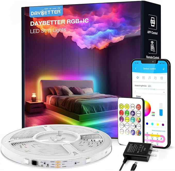 DAYBETTER Smart IC LED Strip Lights, BGRIC LED Lights for Bedroom, DIY Multiple Colors on One Lin... | Amazon (US)