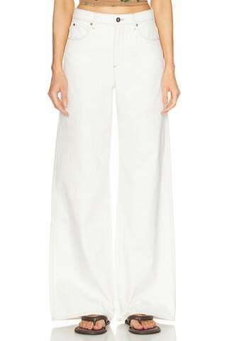 SIR. Stella Wide Leg Jeans in Washed White - White. Size 27 (also in 25, 30). | FWRD 