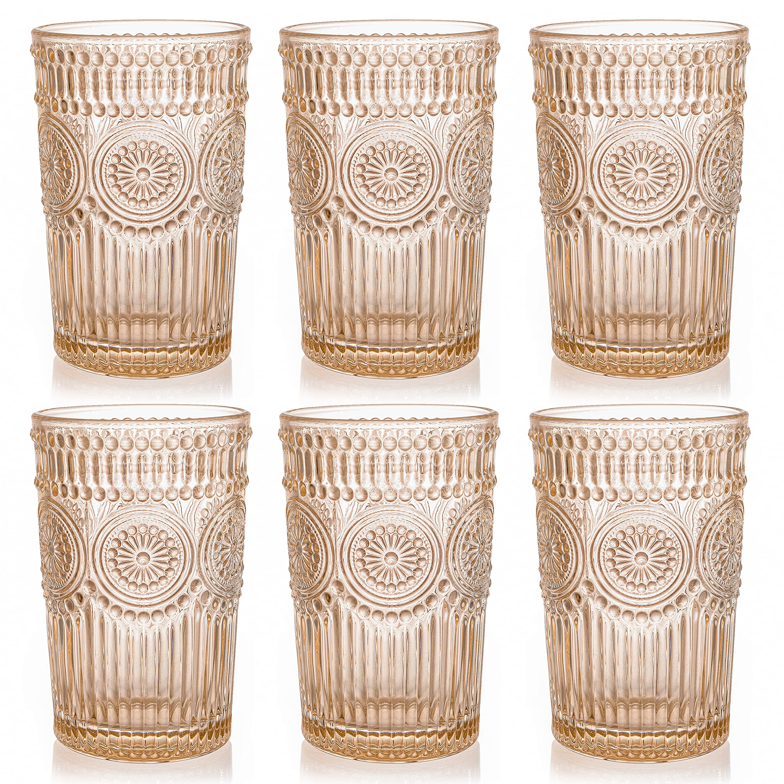 Kingrol 6 Pack 12 oz Colored Drinking Glasses, Premium Glassware Set for Water, Juice, Beverages,... | Amazon (US)